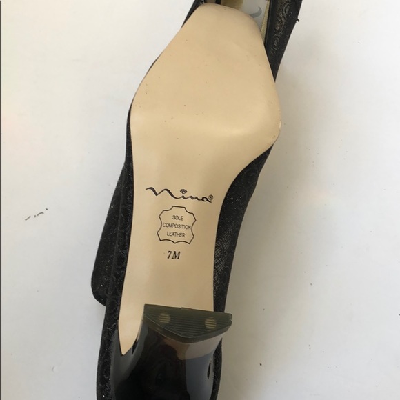 NWOB Nina Evening Shoes color black w glitter. 7M - Picture 5 of 8